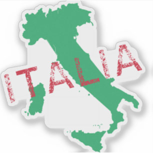 イタリアの地図アートとイタリアの赤と緑 シール