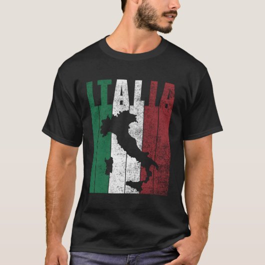 イタリアの地図イタリアイタリアン国旗の祖先伝統ディ Tシャツ (正面)