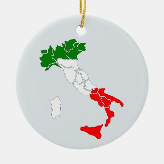 イタリアの地図オーナメント。 セラミックオーナメント (正面)