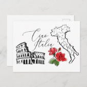 *~*イタリアの地図チャオ・イタリアイタリアン語 ポストカード (正面/裏面)