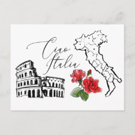 *~*イタリアの地図チャオ・イタリアイタリアン語 ポストカード