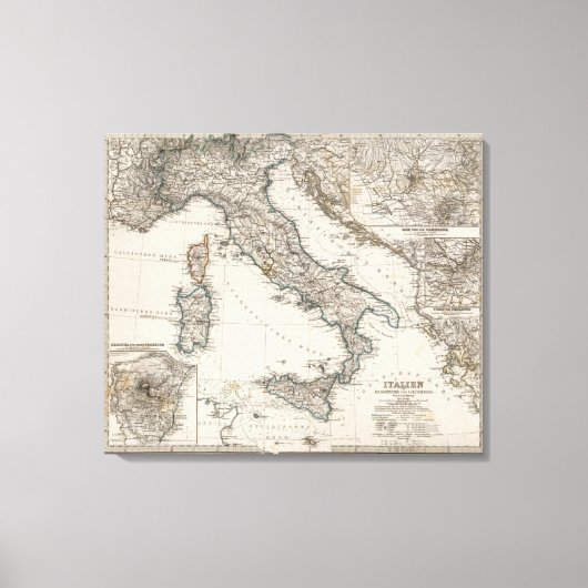 イタリアの地図バイスティエラー キャンバスプリント (正面)