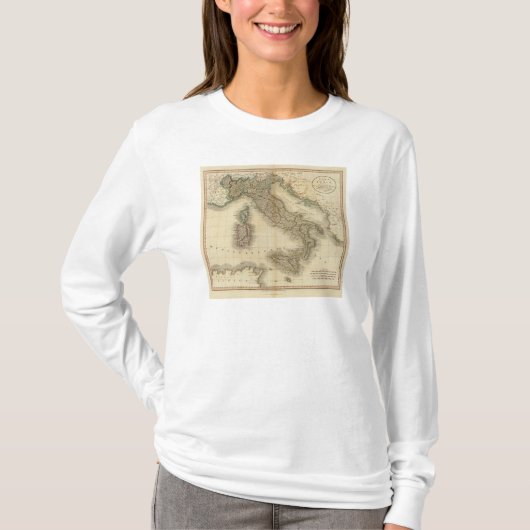 イタリアの地図書の地図 Tシャツ (正面)