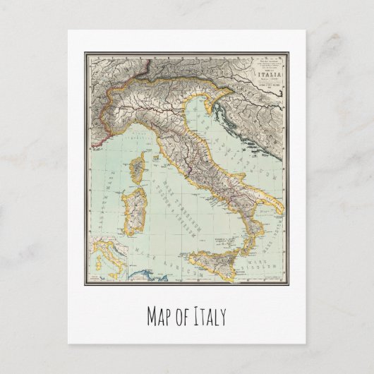 イタリアの地図 イタリア ポストカード (正面)