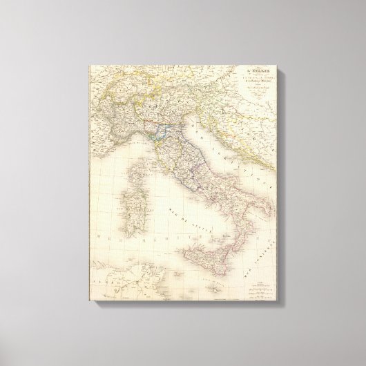 イタリアの地図 キャンバスプリント (正面)