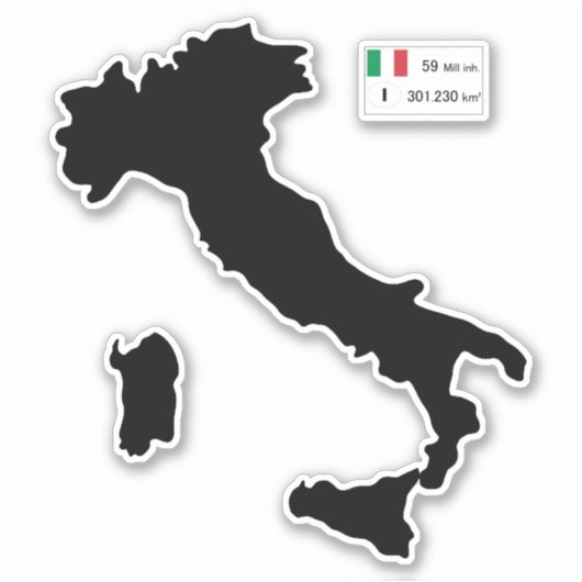 イタリアの地図 シール (正面)