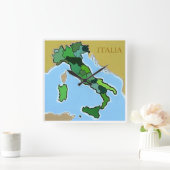 イタリアの地図 スクエア壁時計 (ホーム)