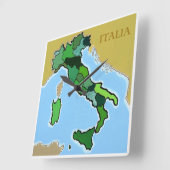 イタリアの地図 スクエア壁時計 (傾斜)