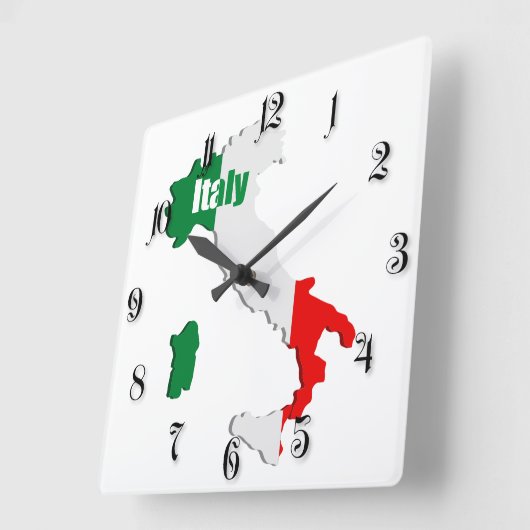 イタリアの地図 スクエア壁時計 (傾斜)