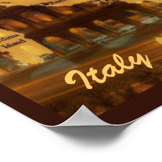 イタリアの地図 ポスター (角)