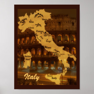 イタリアの地図 ポスター