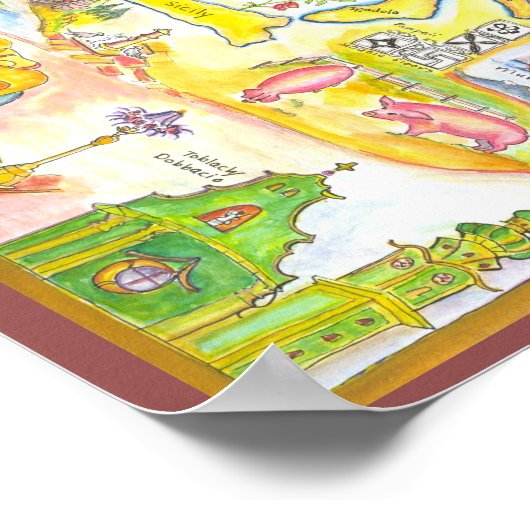 イタリアの地図 ポスター (角)