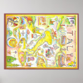 イタリアの地図 ポスター (正面)