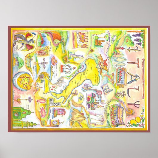 イタリアの地図 ポスター (正面)