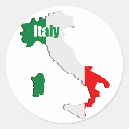 イタリアの地図 ラウンドシール (正面)