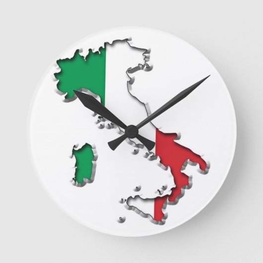 イタリアの地図 ラウンド壁時計 (正面)