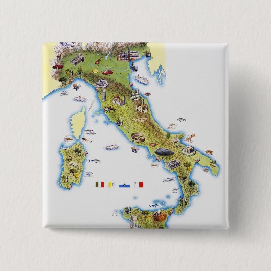 イタリアの地図 缶バッジ (正面)