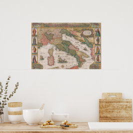 イタリアの地図by Cornelis II Danckerts 1640 ポスター