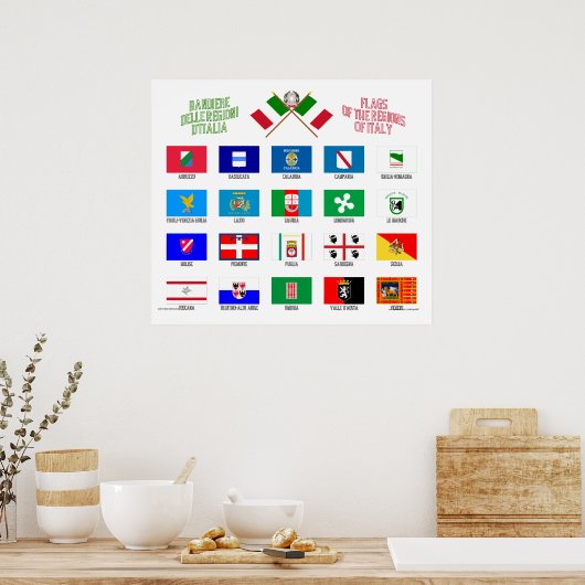イタリアの地域国旗 ポスター (キッチン)