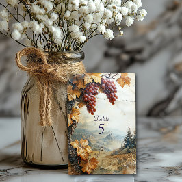 イタリアの地方 ワイナリーのブドウの木 テーブルナンバー