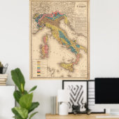 イタリアの地質図1844 ポスター (ホームオフィス)