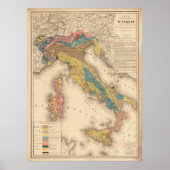 イタリアの地質図1844 ポスター (正面)