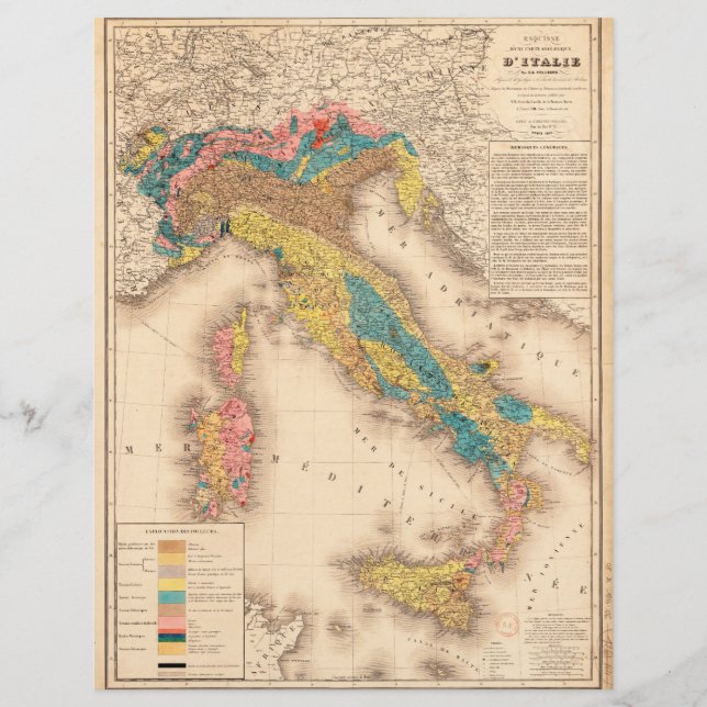 イタリアの地質図(H.de Collegno) (1844) (正面)