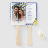 イタリアの夏のレモンの結婚式プログラムファン ハンドファン (正面&裏面)