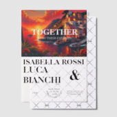 イタリアの夕焼け沿岸の華麗な水彩画の風景 ベラム紙招待状 (オフセット (招待状))