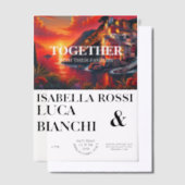 イタリアの夕焼け沿岸の華麗な水彩画の風景 ベラム紙招待状 (オフセット)