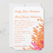 イタリアの夕焼け オレンジ ピンク ワイルドフラワー ビー ウェディング 招待状 (正面)