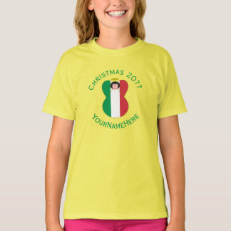イタリアの天使クリスマスフラグパーソナライズドガールズ Tシャツ