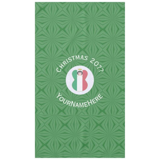 イタリアの天使クリスマスフラグ 個人名入れ テーブルクロス (正面)