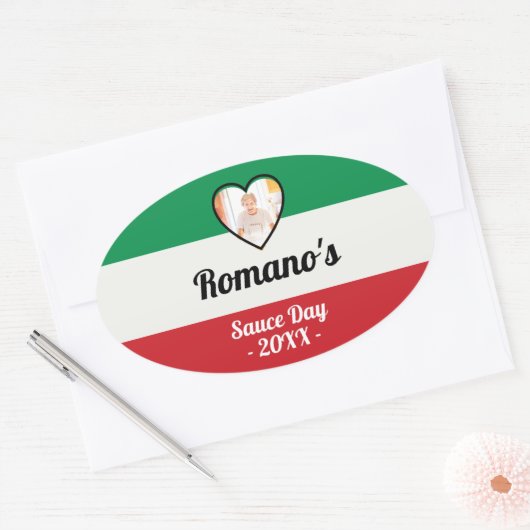 イタリアの家族のための特製ソースの日ラベル 楕円形シール (封筒)