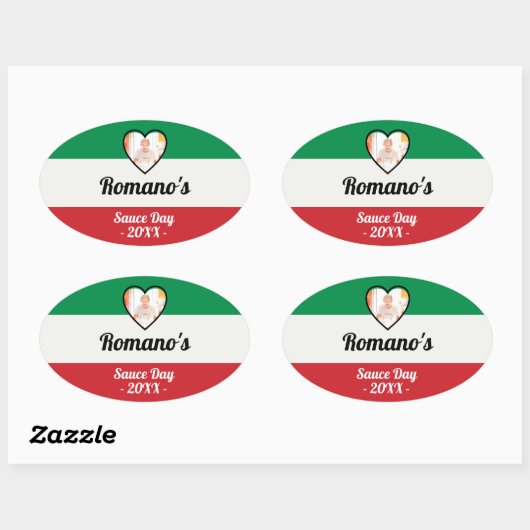 イタリアの家族のための特製ソースの日ラベル 楕円形シール (シート)