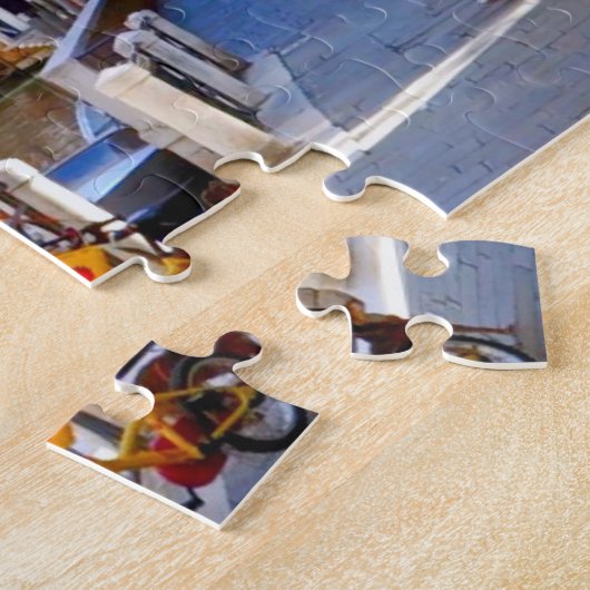 イタリアの川イタリアン運河沿いのベニスの歩道 ジグソーパズル (側面)