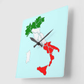 イタリアの平方クロックの地図。 スクエア壁時計 (傾斜)