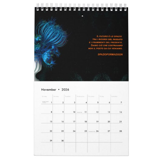 イタリアの庭の突然の変化 カレンダー (11月 2026)