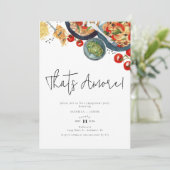 イタリアの愛よ! 水彩のイタリア料理エンゲージメント 招待状 (スタンド正面)