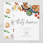 イタリアの愛よ! 水彩のイタリア料理エンゲージメント 招待状 (正面/裏面)