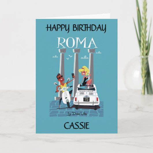 イタリアの愛、ローマ。ラ・ドルチェ・ヴィータ。編集可能 カード (正面)