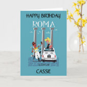 イタリアの愛、ローマ。ラ・ドルチェ・ヴィータ。編集可能 カード (黄色い花)