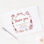 イタリアの手描きピザ、ありがとう、ブライズシャワー スクエアシール (封筒)