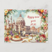 イタリアの新年祝いのテーブル ポストカード (正面)