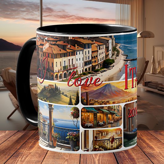 イタリアの旅の思い出フォトコラージュ コーヒーマグカップ