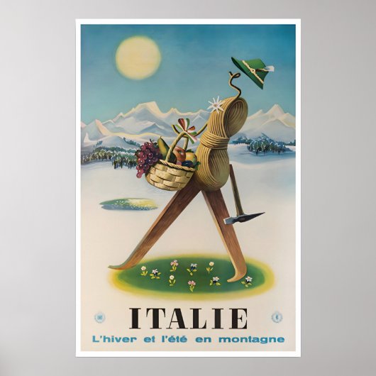 イタリアの旅行ポスター イタリアのアート  ハイキングのプリント ポスター (正面)
