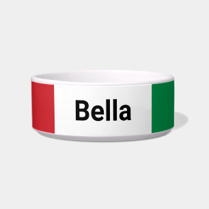 イタリアの旗とペットの名前 緑 白 赤 ペット ボウル
