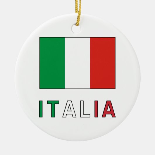 イタリアの旗と文字 セラミックオーナメント (正面)