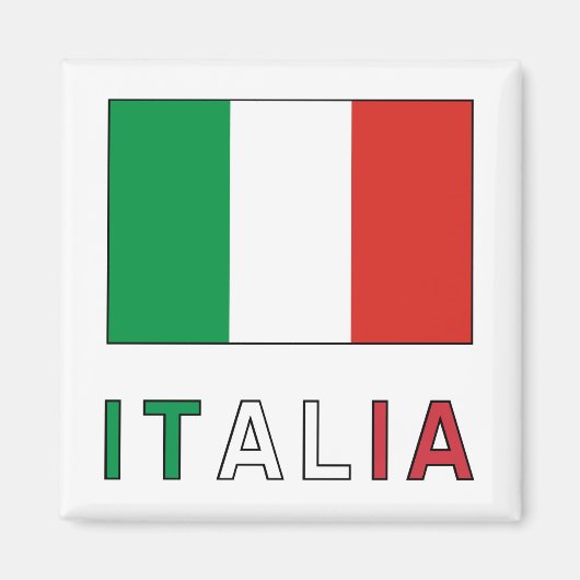 イタリアの旗と文字 マグネット (正面)