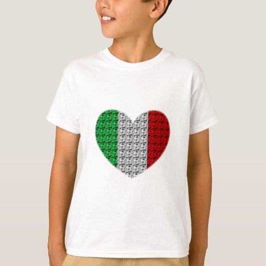 イタリアの旗のハート Tシャツ (正面)